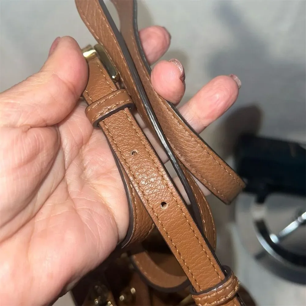 Michael Kors Cognac Brown Leather Crossbody Handbag with Tassel